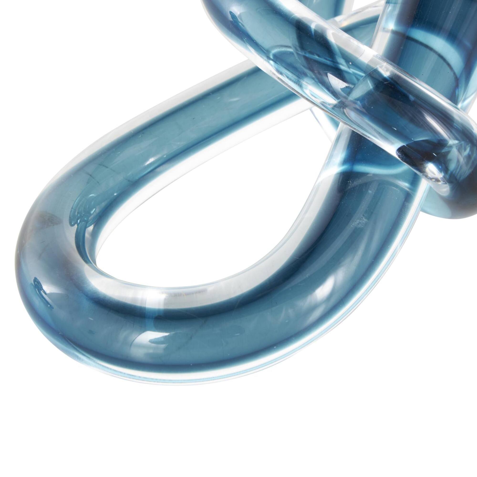 6.75" Black & Blue Abstract Knot Glass Sculpture Set